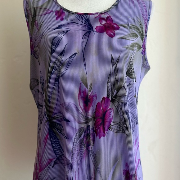 Modern Essentials Purple Floral Print Semi-Sheer Blouse and Shell (Medium) NWOT - Picture 2 of 8